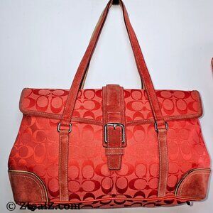 COACH K3J-6848 Signature Canvas & Leather / Tote & FREE Wallet